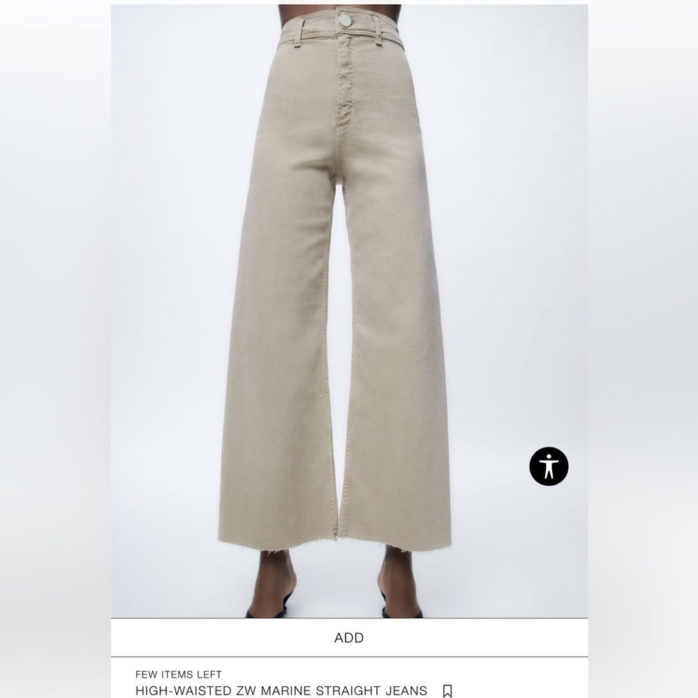 ZARA HIGH-WAISTED ZW MARINE STRAIGHT PANT